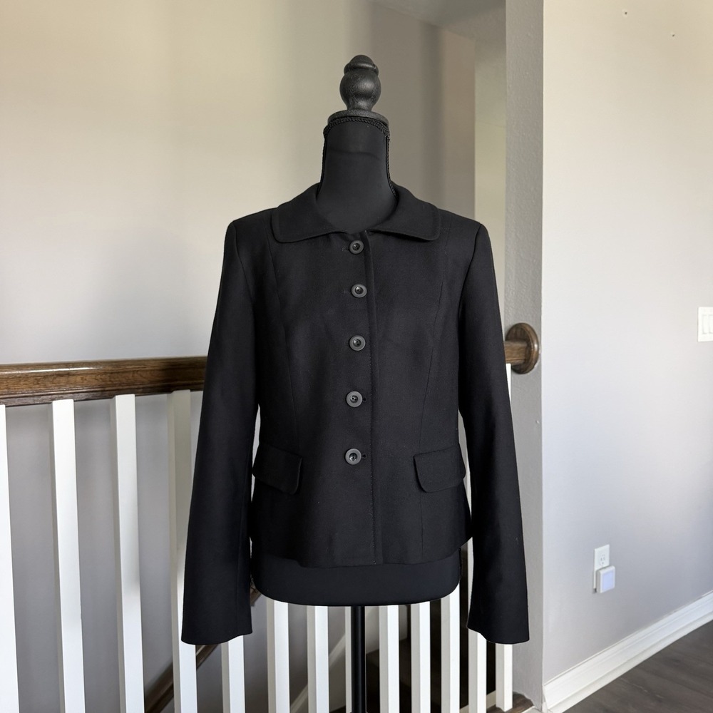 Pendleton 100% Wool Blazer Jacket 10 Petite Black USA Quiet Luxury Old Money